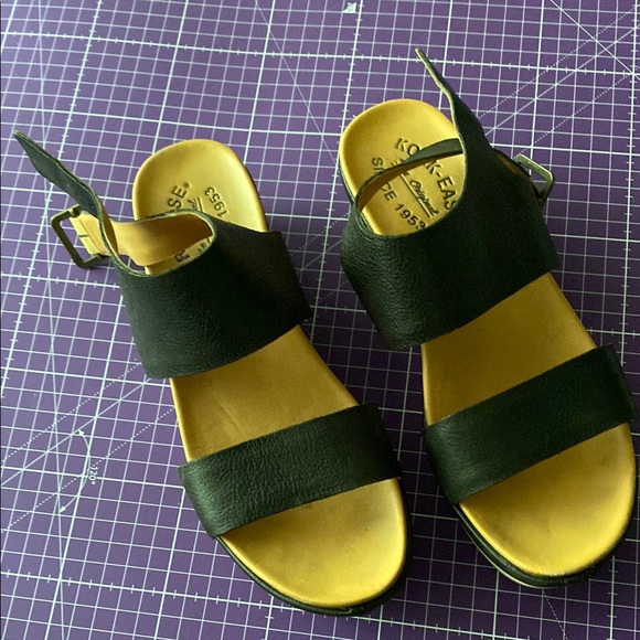Kork-Ease Shoes - Kork-Ease Black and Yellow Sandals Minimalist Comfort.